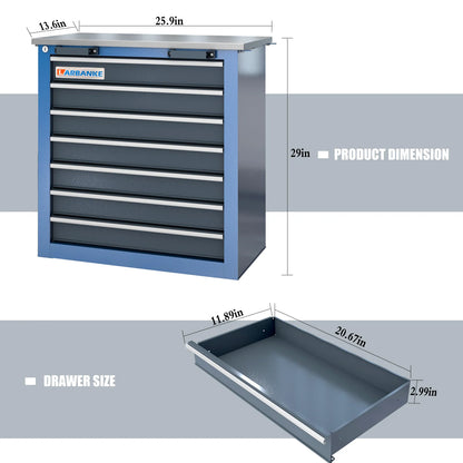 7-Drawer Wheeled Tool Cabinet With Safety lock