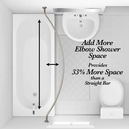 Adjustable curved shower rod that adds extra space