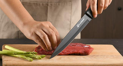 15 Pieces Carbon Steel Kitchen Knife Block Set, Built-in Knife Sharpener